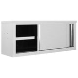 Armadia da parete da cucina Vidaxl con porte scorrevoli 120x40x50 cm in acciaio inossidabile