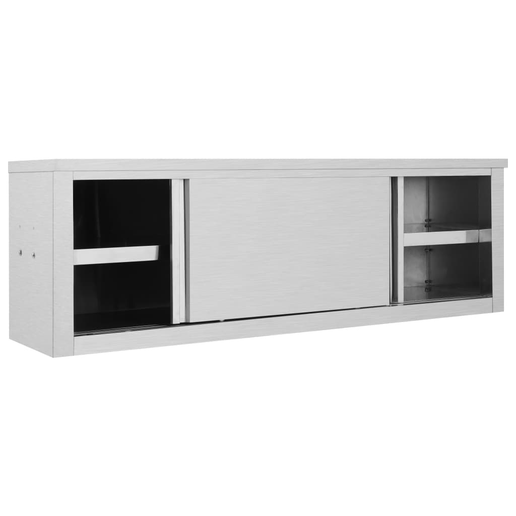 Armario de pared de cocina Vidaxl con puertas correderas de acero inoxidable de 150x40x50 cm