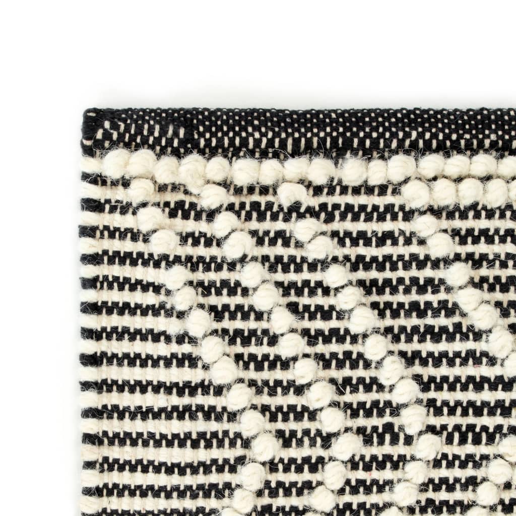 VidaXL rug Hand woven 120x170 cm wool black and white