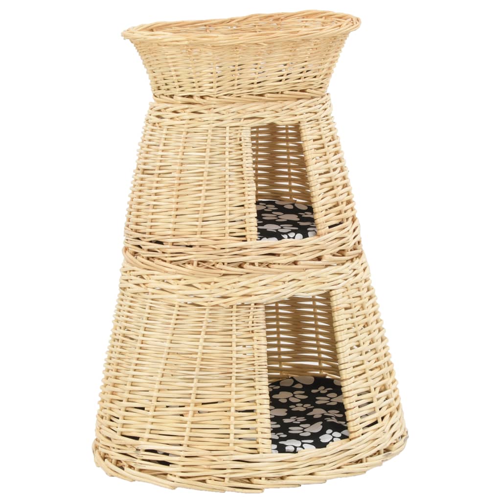 Vidaxl Basket gatto a 3 pezzi set con cuscini 47x34x60cm Naturalmente salici