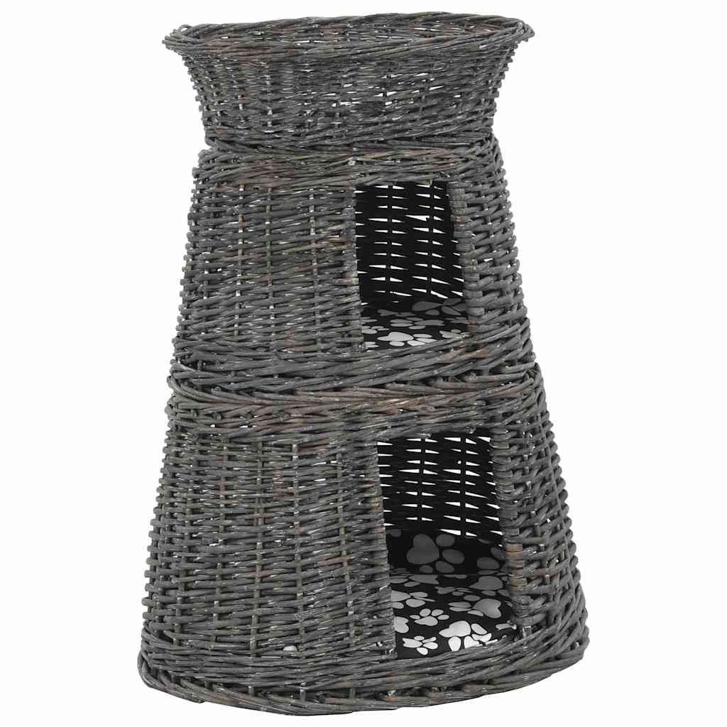 Vidaxl 3-delige kattenmandenset met kussens 47x34x60 cm wilgen