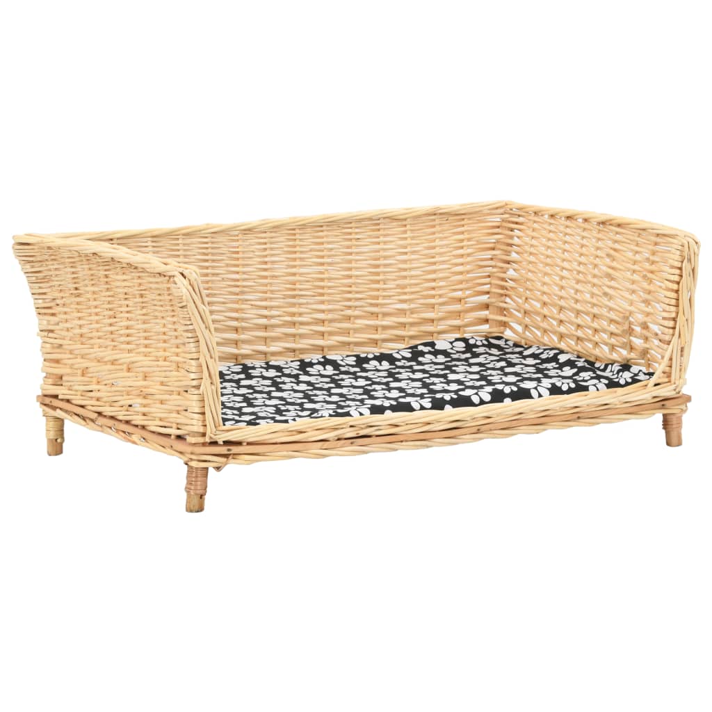 VidaXL dog basket with cushion 90x54x35 cm Natural willows