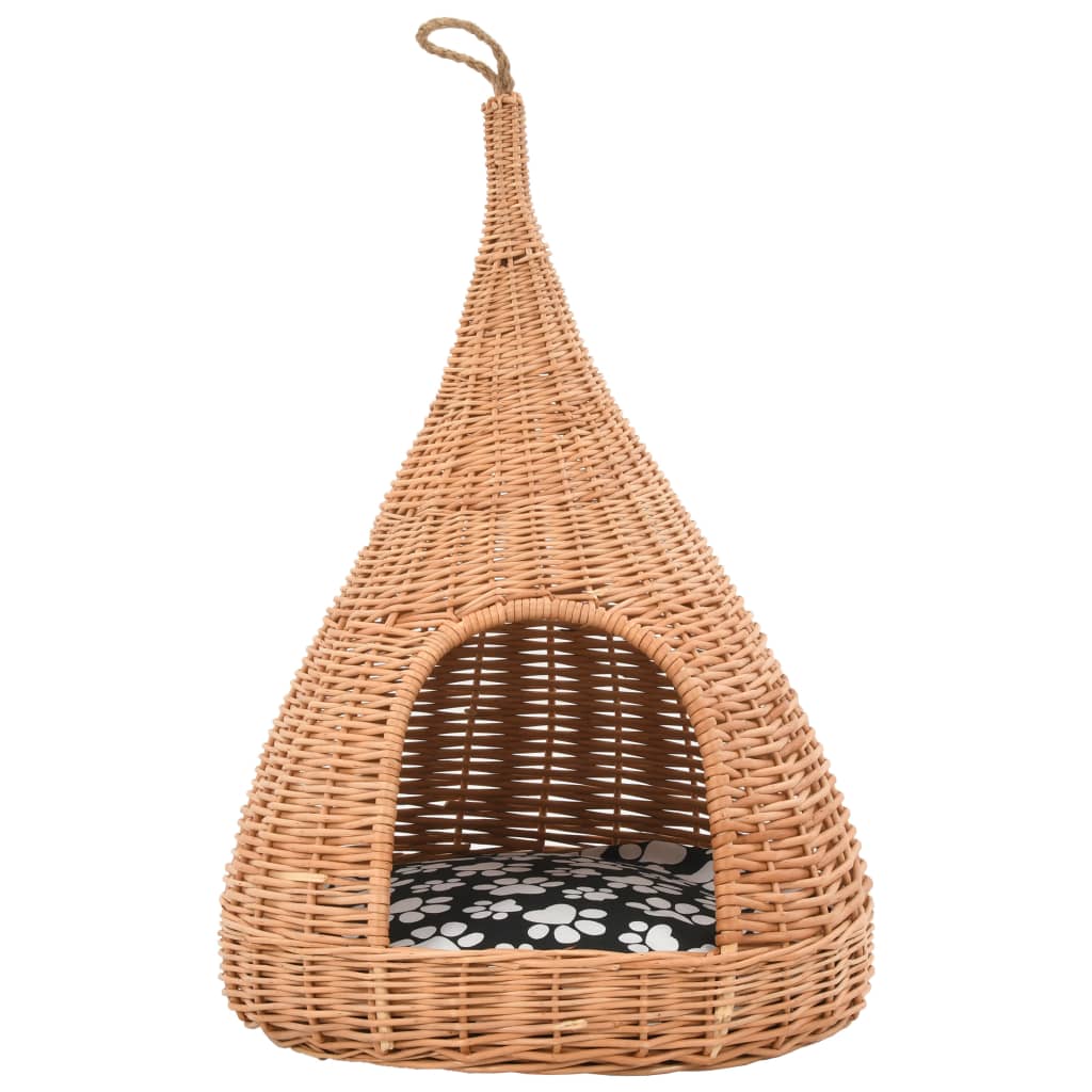 VidaXL Kattenhuis With Pillow Tipi 40x60 cm Natural Willows