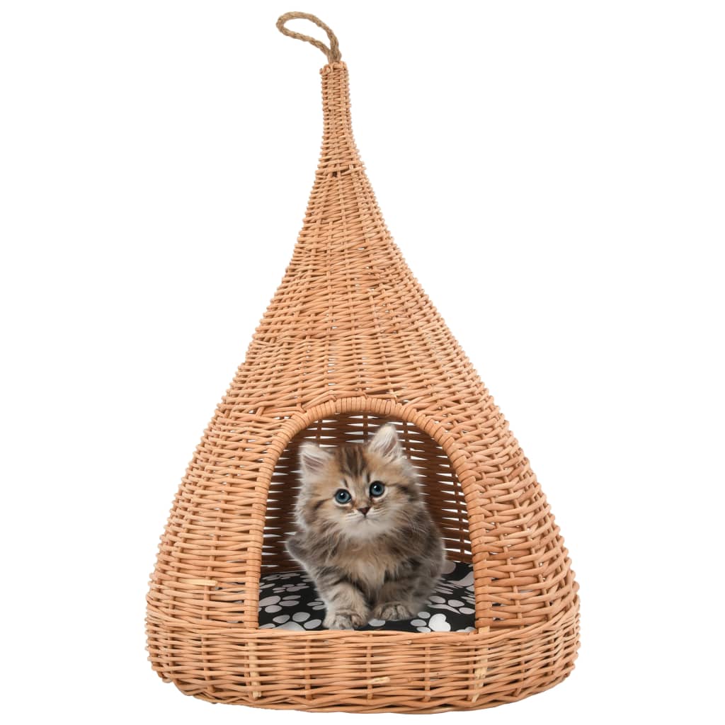 Vidaxl kattenhuis avec oreiller tipi 40x60 cm saules naturels