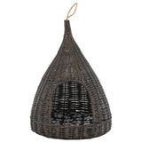 Vidaxl kattenhuis met kussen tipi 40x60 cm natuurlijk wilgen grijs