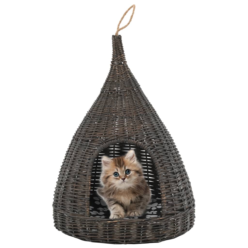 Vidaxl Cat House med Pillow Tipi 40x60 cm Natural Willows Grey