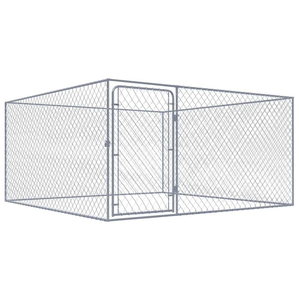 Vidaxl Dog Kennel per l'acciaio zincato 2x2x1 m esterno