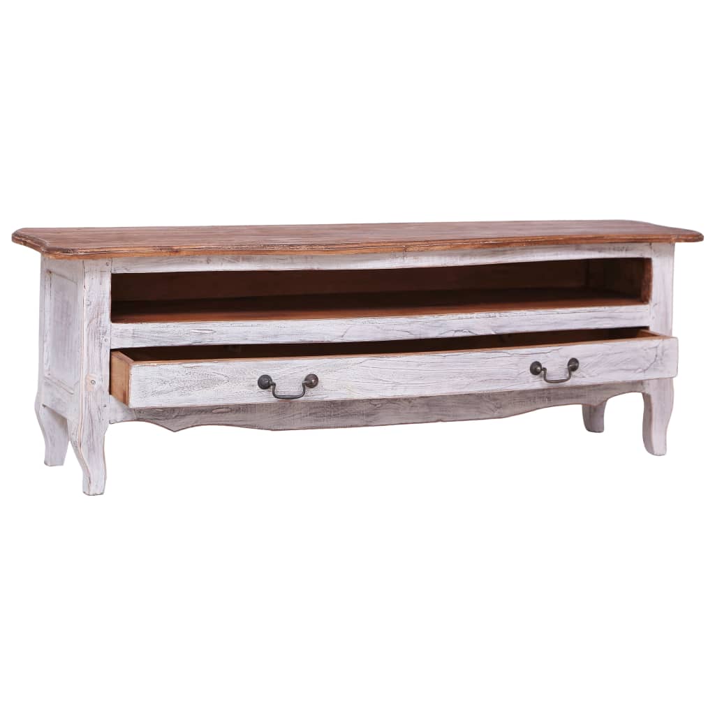 Vidaxl tv-meubel 120x30x40 cm massief mahoniehout wit
