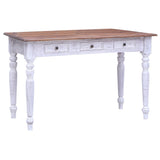 Vidaxl bureau met lades 117x57x75 cm massief mahoniehout wit