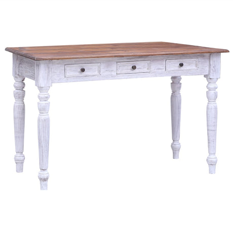 Vidaxl bureau met lades 117x57x75 cm massief mahoniehout wit