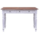 Vidaxl bureau met lades 117x57x75 cm massief mahoniehout wit