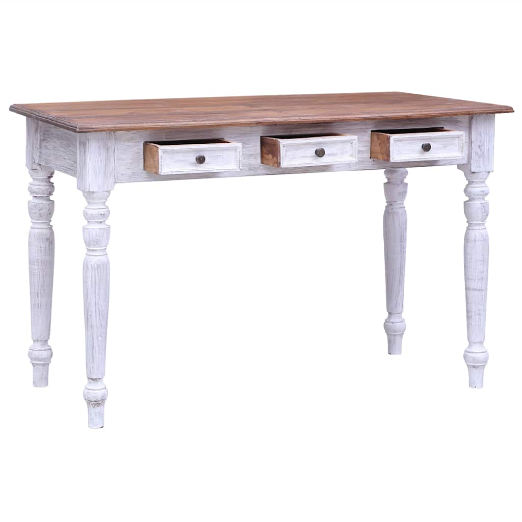 Vidaxl bureau met lades 117x57x75 cm massief mahoniehout wit