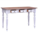 Vidaxl bureau met lades 117x57x75 cm massief mahoniehout wit