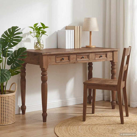 Vidaxl bureau met lades 117x57x75 cm massief mahoniehout