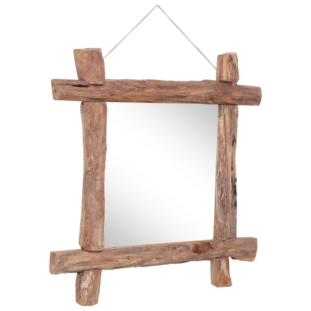 Vidaxl mirror wood blocks70x70 cm recycled teak natural