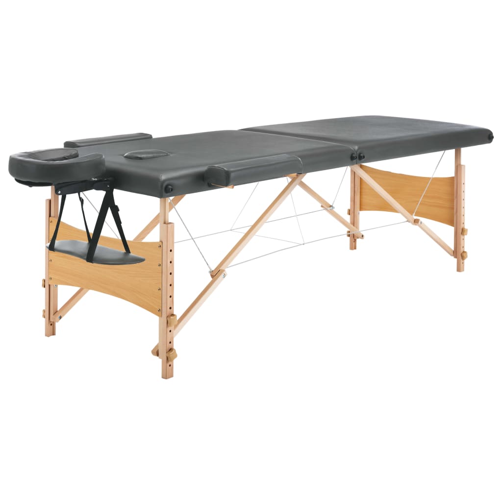 Vidaxl -Massage -Tabelle mit 2 Zonen 186x68 cm Holzrahmen Anthrazit