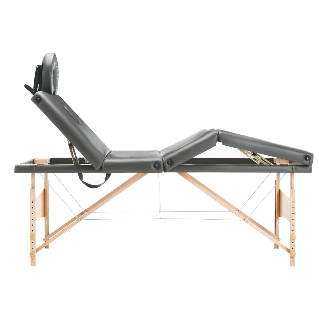 Vidaxl Massagebord med 4 zoner 186x68 cm träram Anthracite