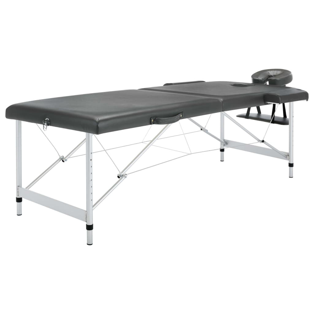 Vidaxl -Massage -Tabelle mit 2 Zonen 186x68 cm Aluminiumrahmen Anthrazit