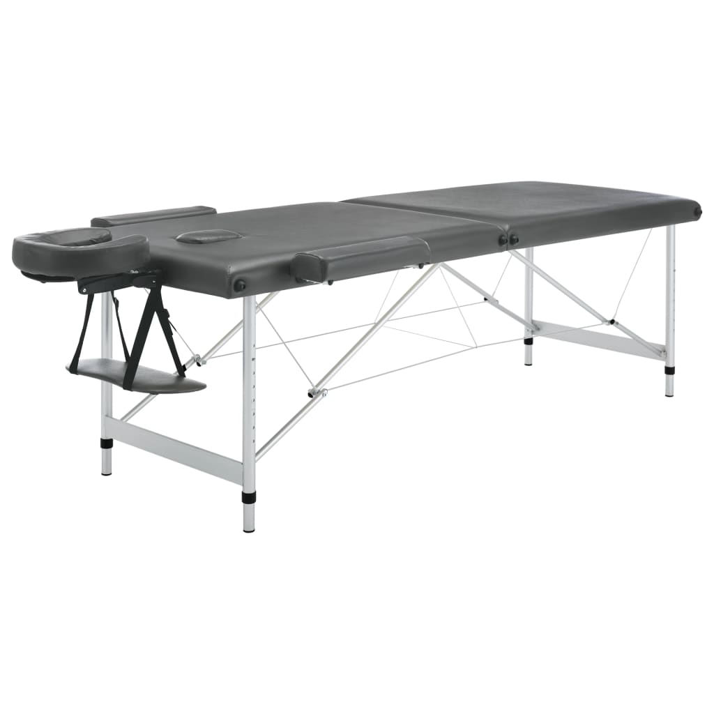 Vidaxl massagetafel met 2 zones 186x68 cm aluminium frame antraciet