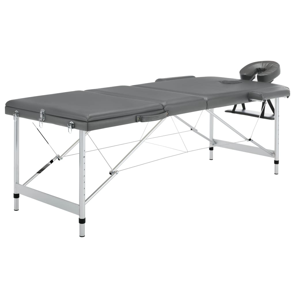 Vidaxl massagetafel met 3 zones 186x68 cm aluminium frame antraciet