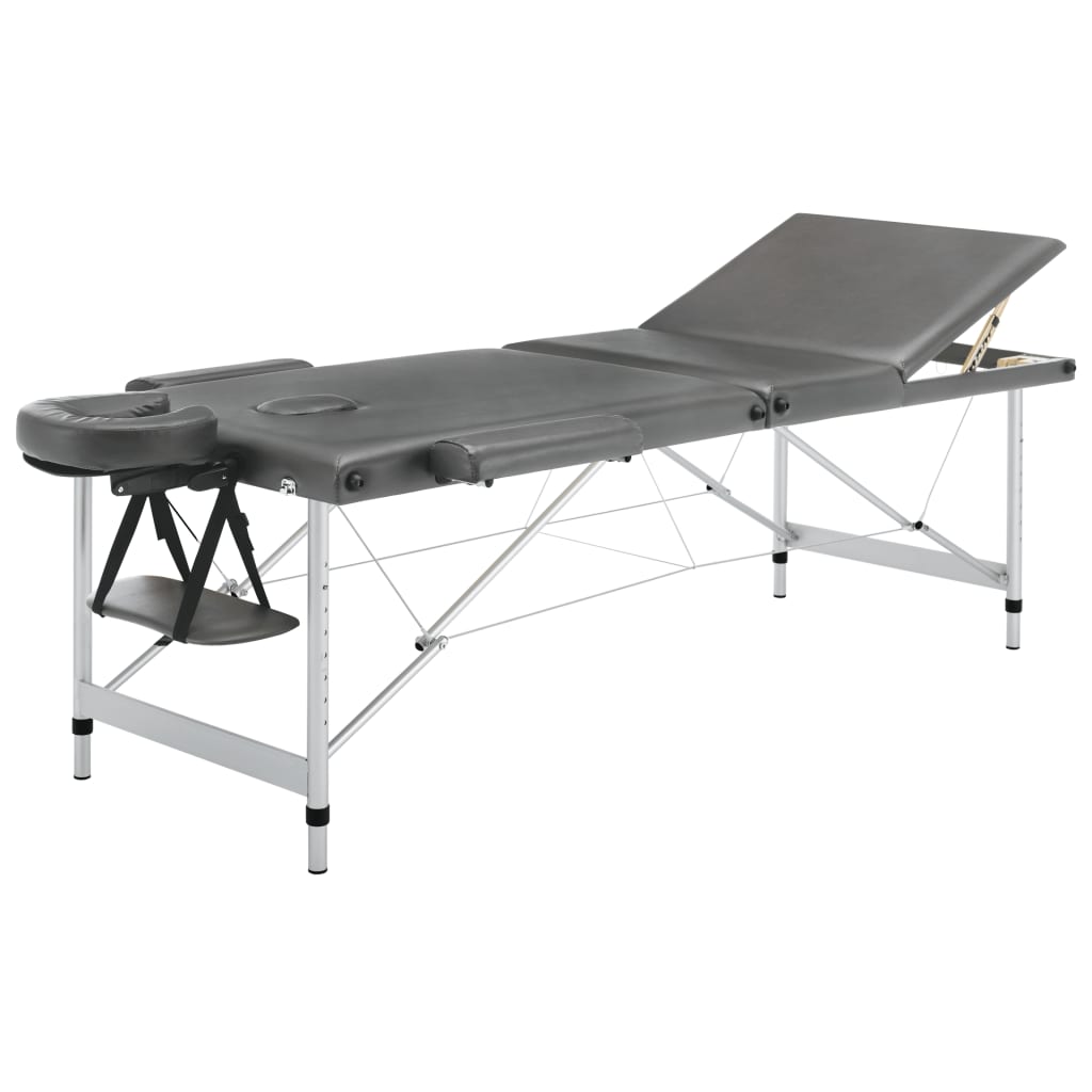 Vidaxl Massagebord med 3 zoner 186x68 cm aluminiumsramme Anthracite