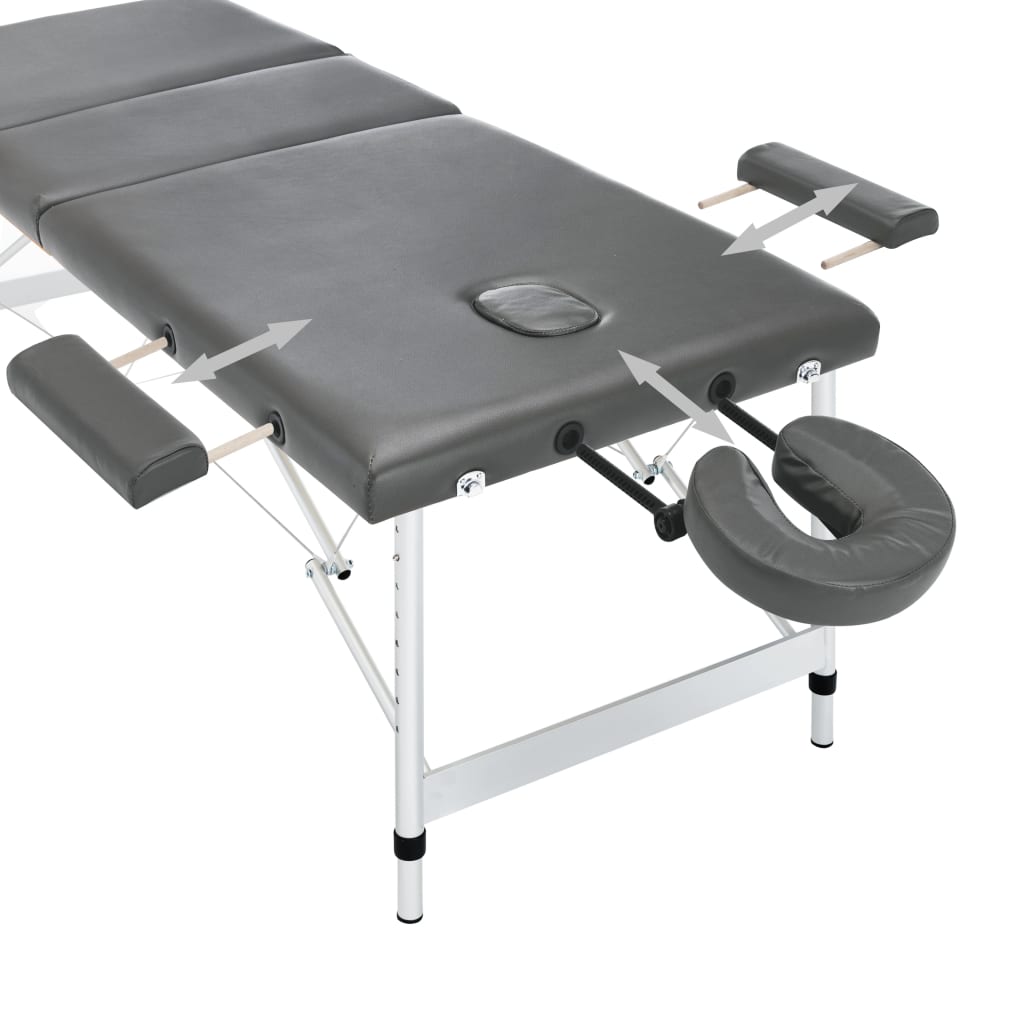 Vidaxl Massagebord med 3 zoner 186x68 cm aluminiumsramme Anthracite