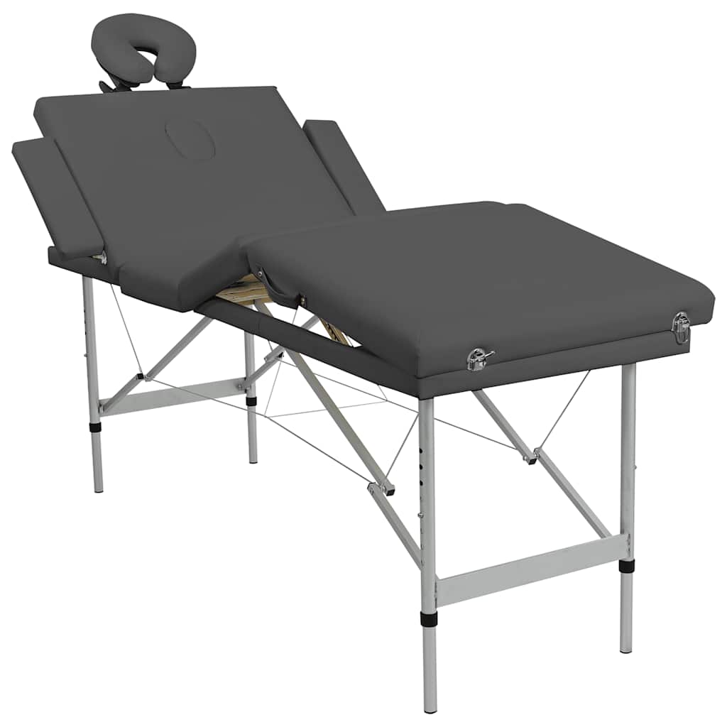 Vidaxl massagetafel met 4 zones 186x68 cm aluminium frame antraciet