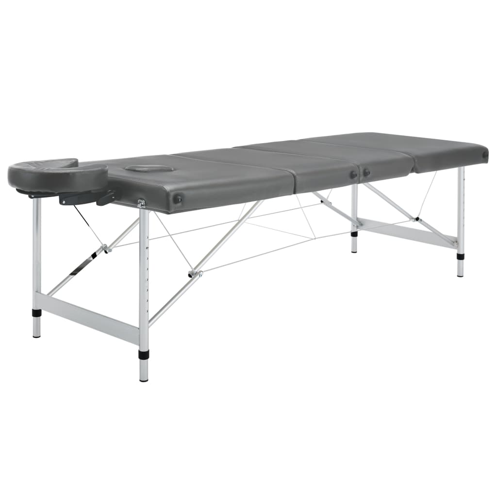 Table de massage Vidaxl avec 4 zones 186x68 cm Cadre d'aluminium anthracite