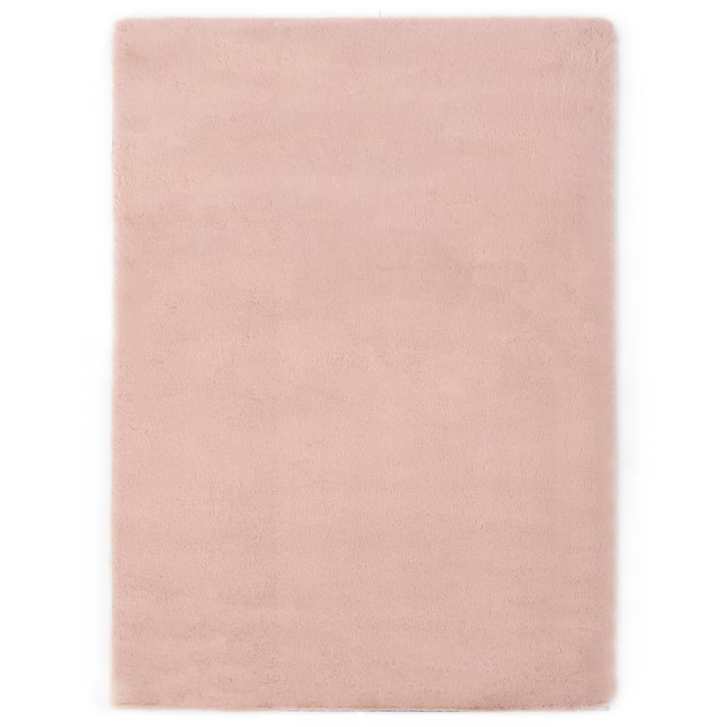 Vidaxl rug 160x230 cm künstlechen Kanéngchen Pfin rosa