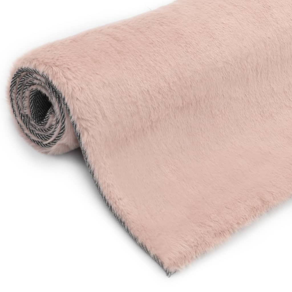 Vidaxl rug 160x230 cm artificial rabbit fur old pink