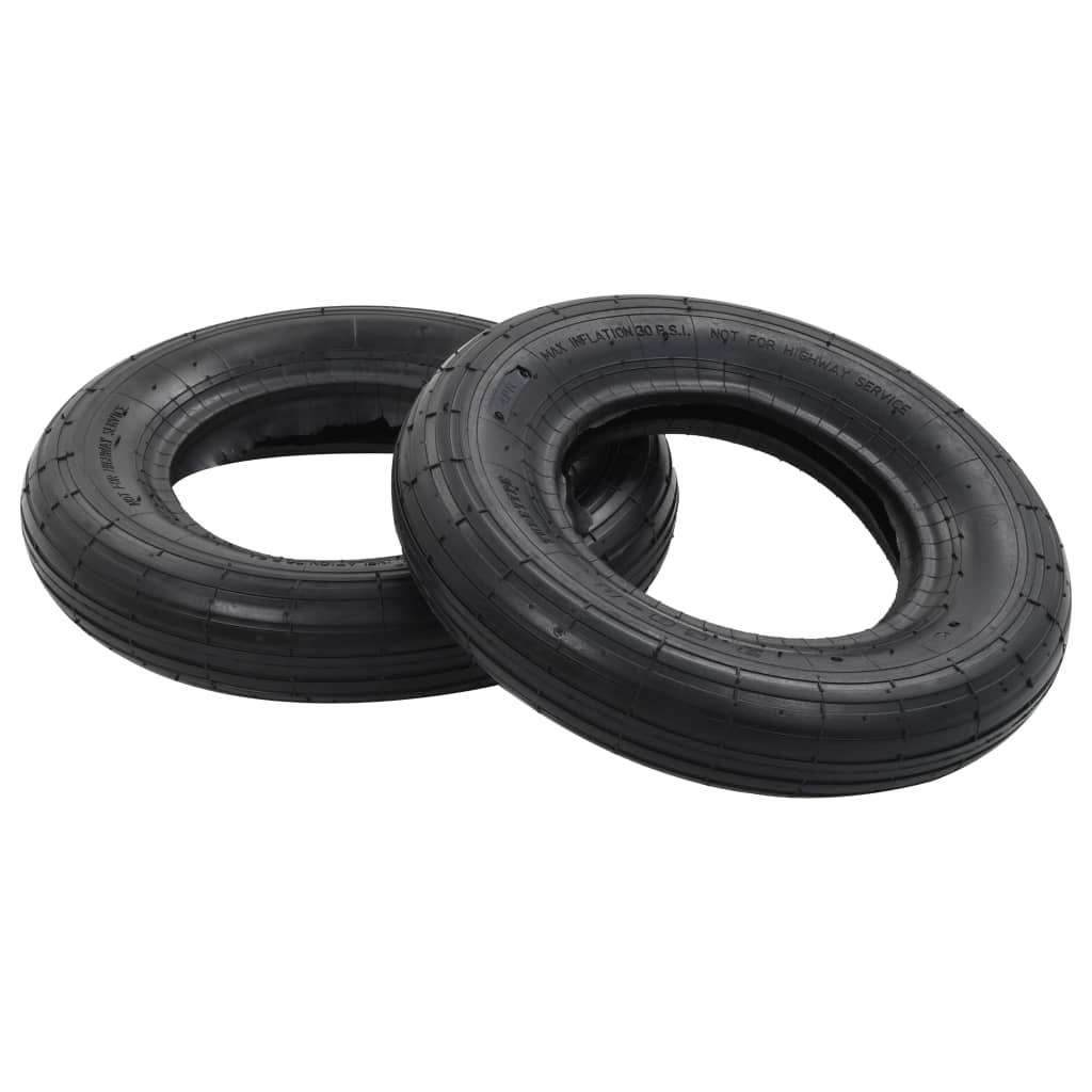 Vidaxl 4 pièces pneus de brouette et ensemble de pneus intérieure 3.50-8 4PR Rubber