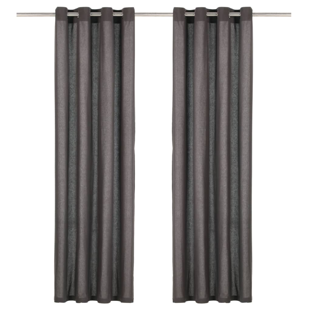 Rideaux vidaxl avec anneaux métalliques 2 pcs 140x245 cm anthracite de coton