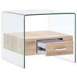 Vidaxl salontafel met lade 50x50x45 cm gehard glas
