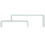 Vidaxl 2-delige salontafelset 90x30x20 110x30x40 cm gehard glas