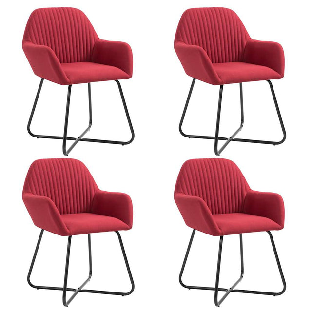 Vidaxl eetkamerstoelen 4 st stof wijnrood