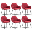 Vidaxl eetkamerstoelen 6 st stof wijnrood