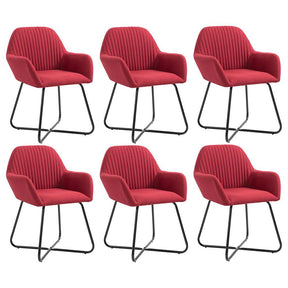 Vidaxl eetkamerstoelen 6 st stof wijnrood