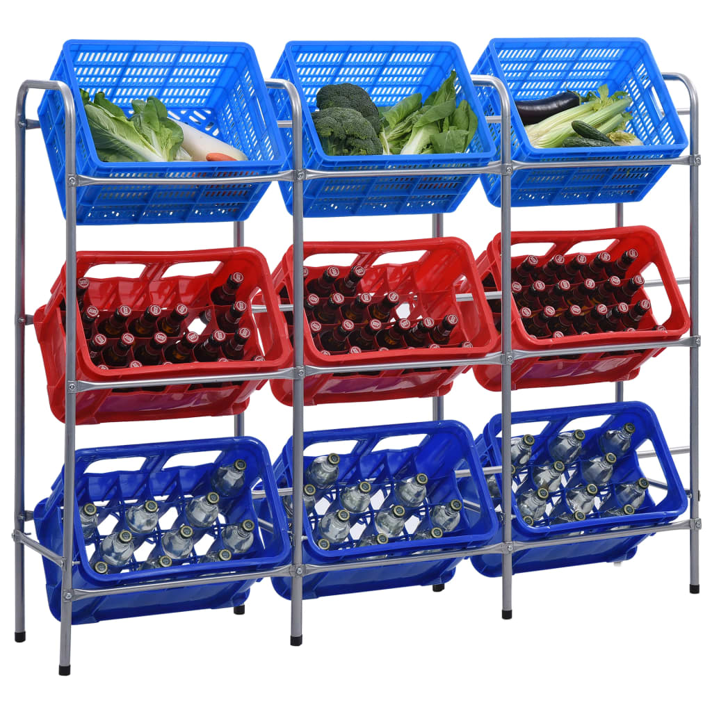 Vidaxl Storage Rack para 9 cajas 145x33x116 de acero de color plateado