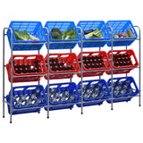 Vidaxl opbergrek voor 12 kratten 190x33x116 cm staal zilverkleurig