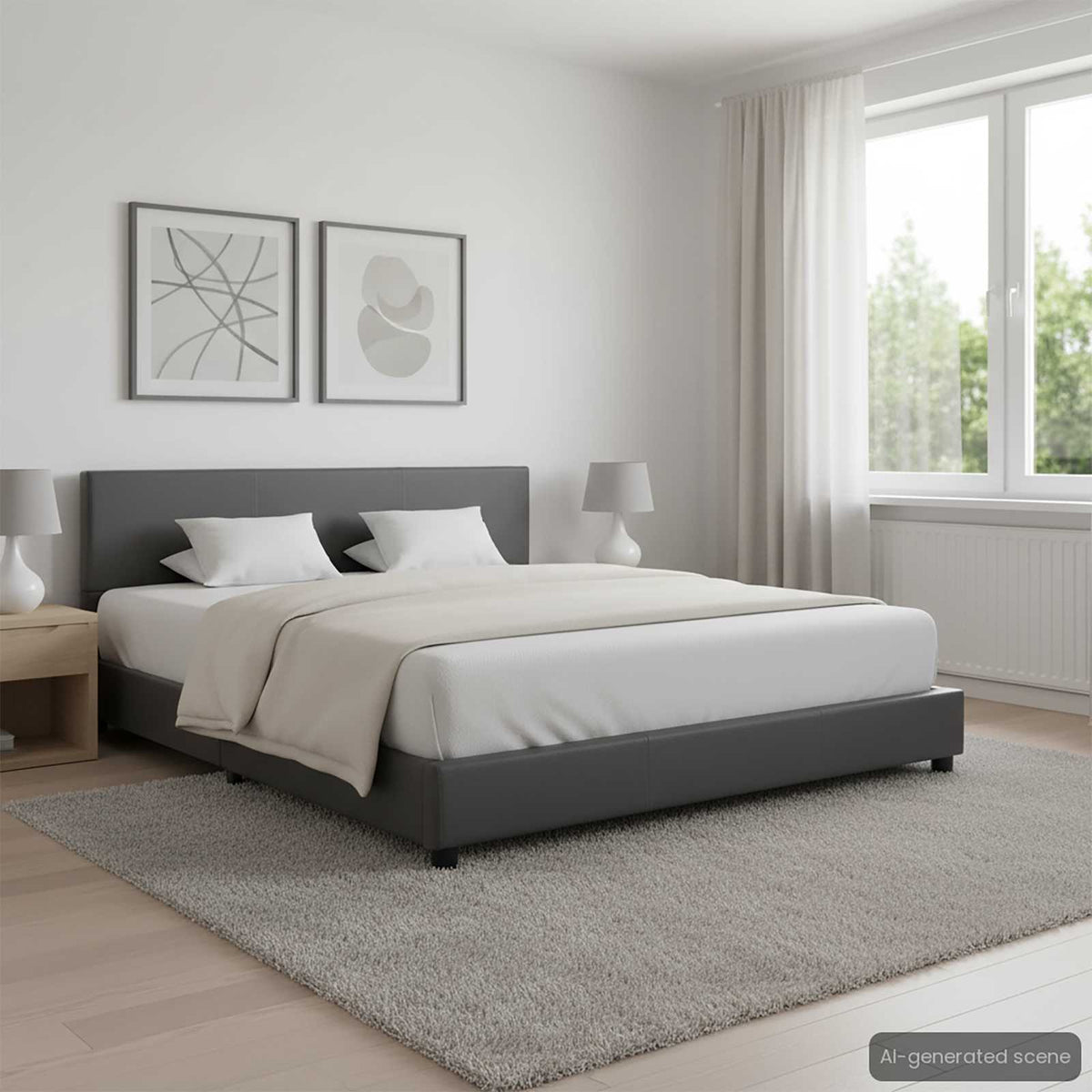 Vidaxl bedframe kunstleer grijs 160x200 cm