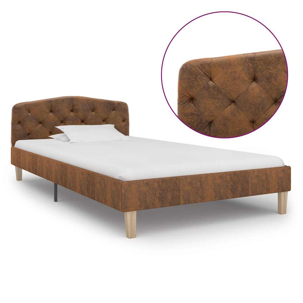Vidaxl bedframe kunstsuède bruin 90x200 cm