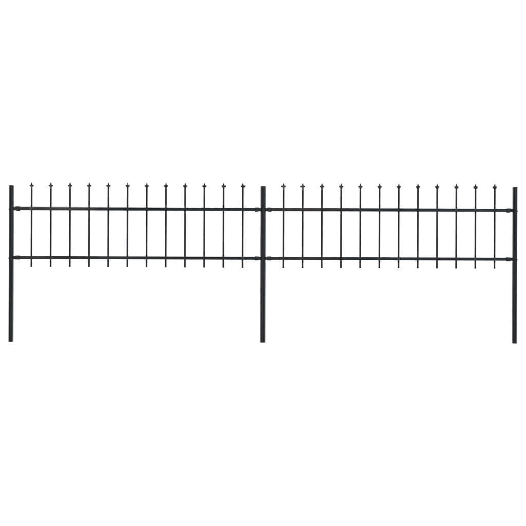 Vidaxl garden fence with spears top 3.4x0.6 m steel black