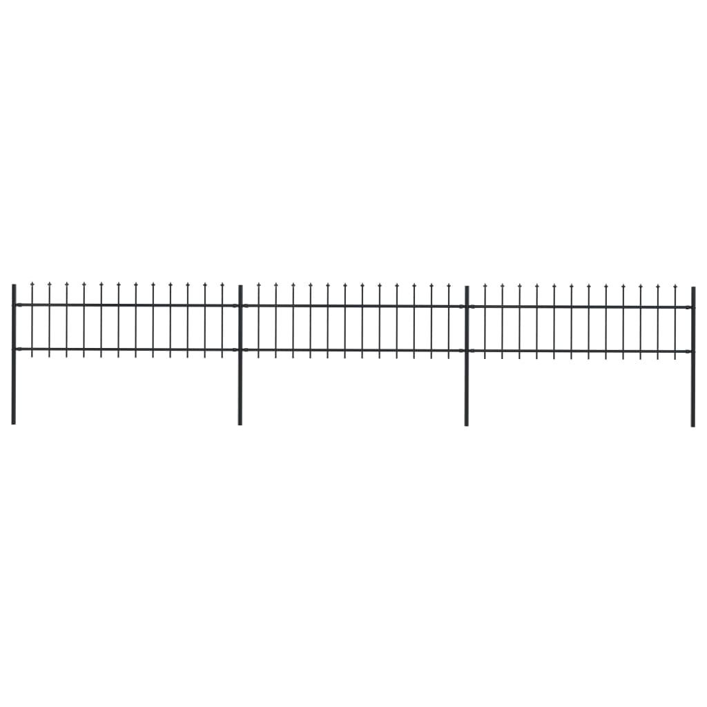 Vidaxl Garden Fence avec Spears Top 5.1x0,6 m en acier noir