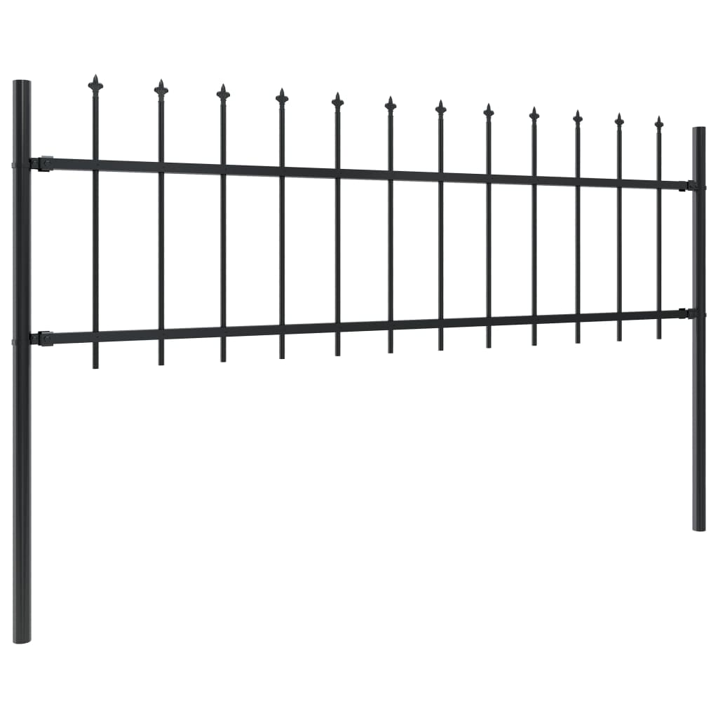 Vidaxl Garden Fence avec Spears Top 5.1x0,6 m en acier noir