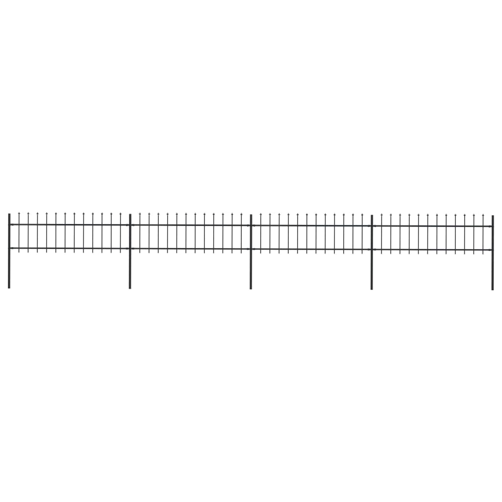 Vidaxl Garden Fence s Spears Top 6,8x0,6 m Steel Black