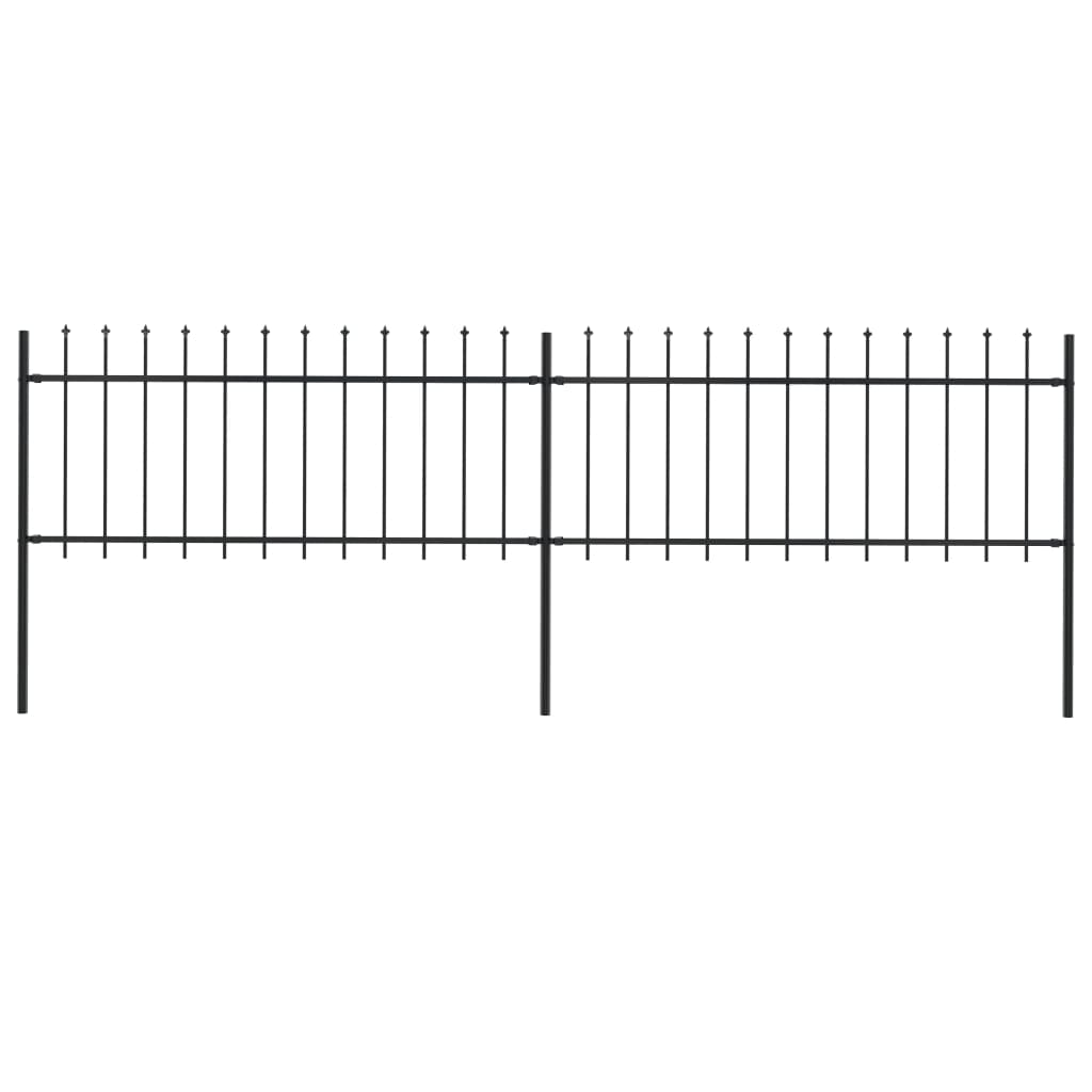 Vidaxl garden fence with spears top 3.4x0.8 m steel black