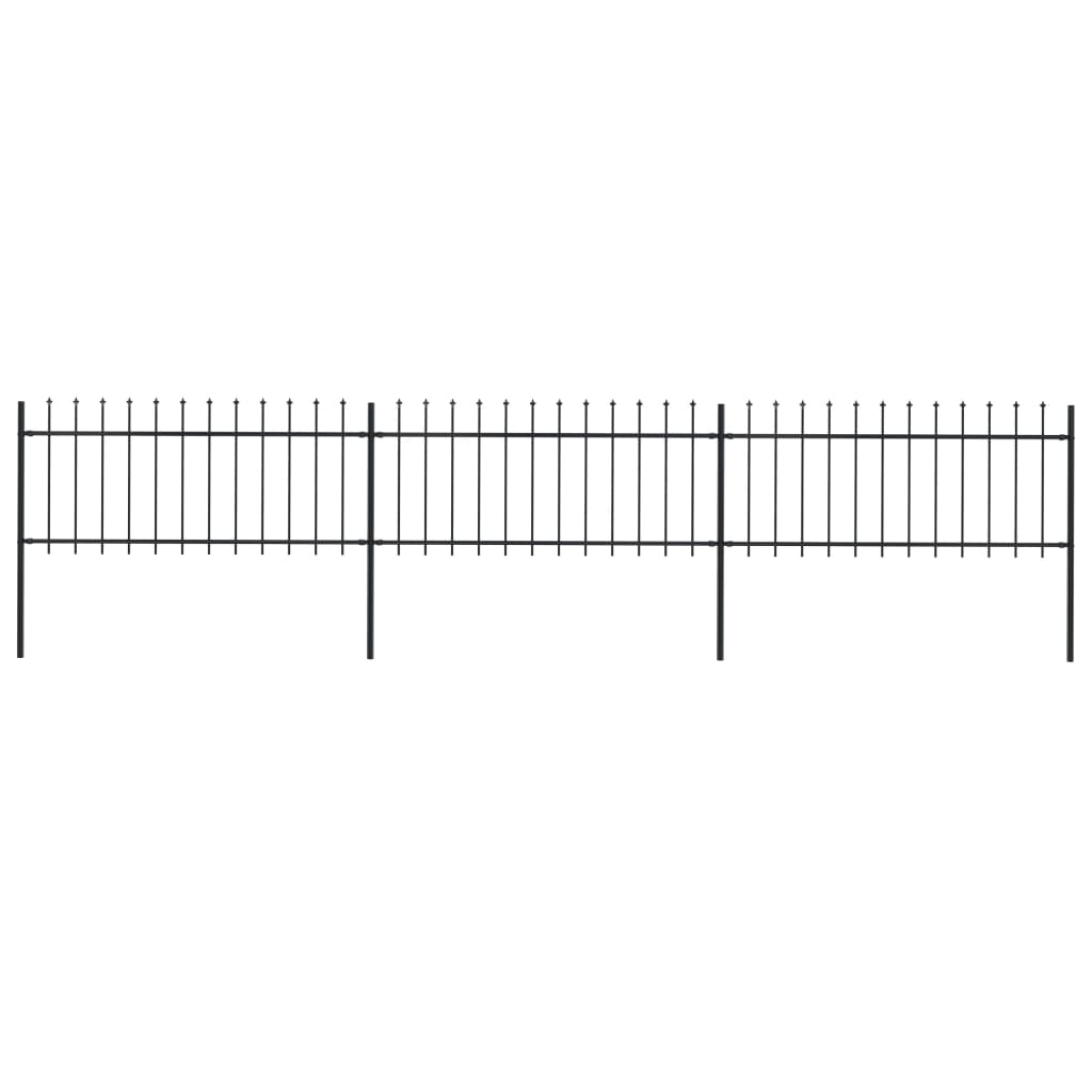 Vidaxl Garden Fence s Spears Top 5,1x0,8 M Steel Black