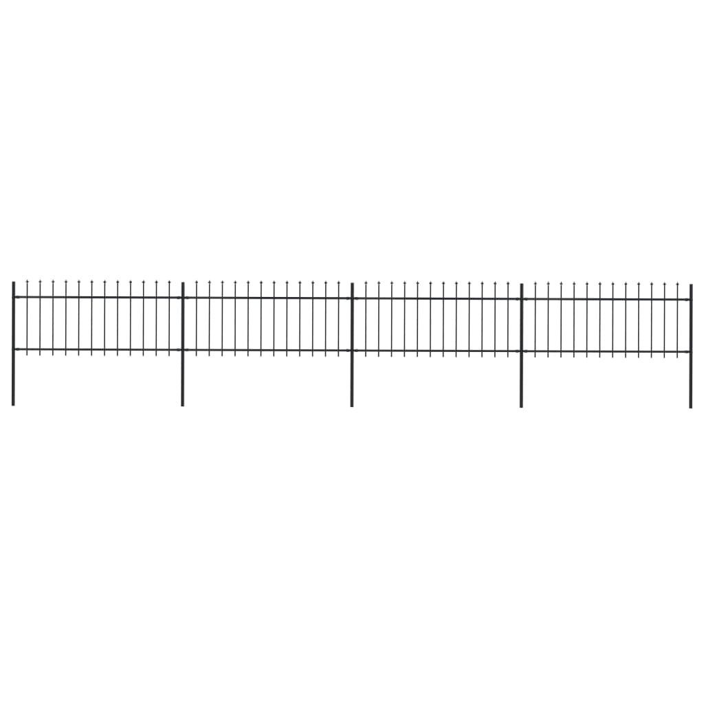 Vidaxl garden fence with spears top 6.8x0.8 m steel black