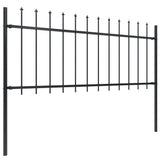 Vidaxl garden fence with spears top 6.8x0.8 m steel black