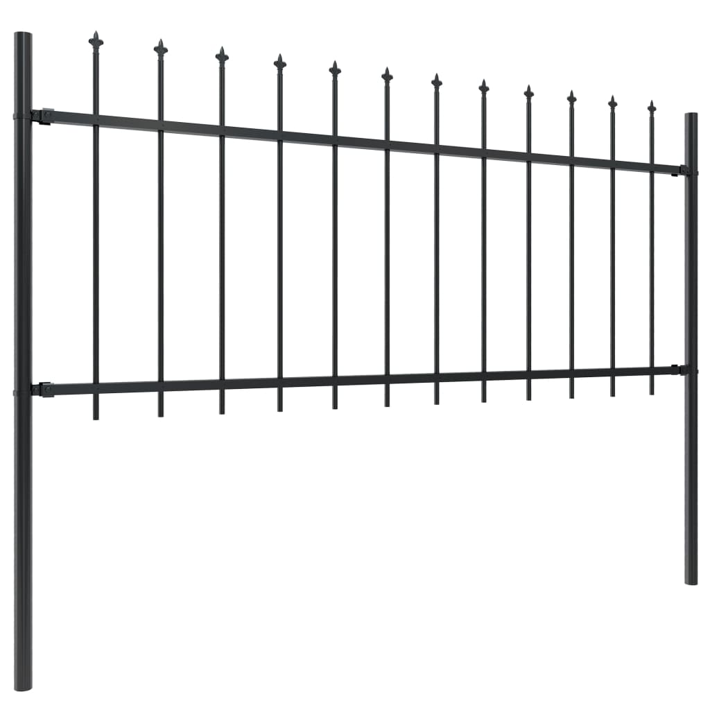 Vidaxl Garden Staket med Spears Top 8.5x0.8 M Steel Black